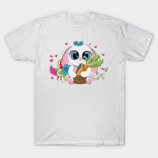 Rabbit with an Easter basket in its paws T-Shirt